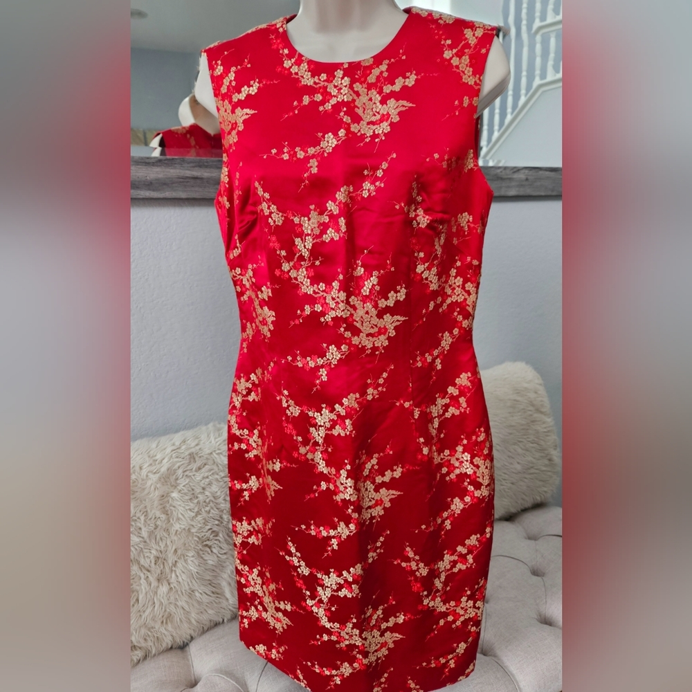 GEARY ROARK KAMISATO 🌸 Red Plum Blossom🌸 Cheongsam Silk Japanese style dress